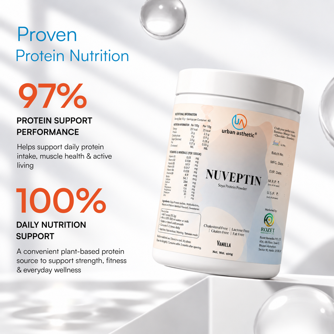 Nuveptin Soya Protein Powder – Vanilla