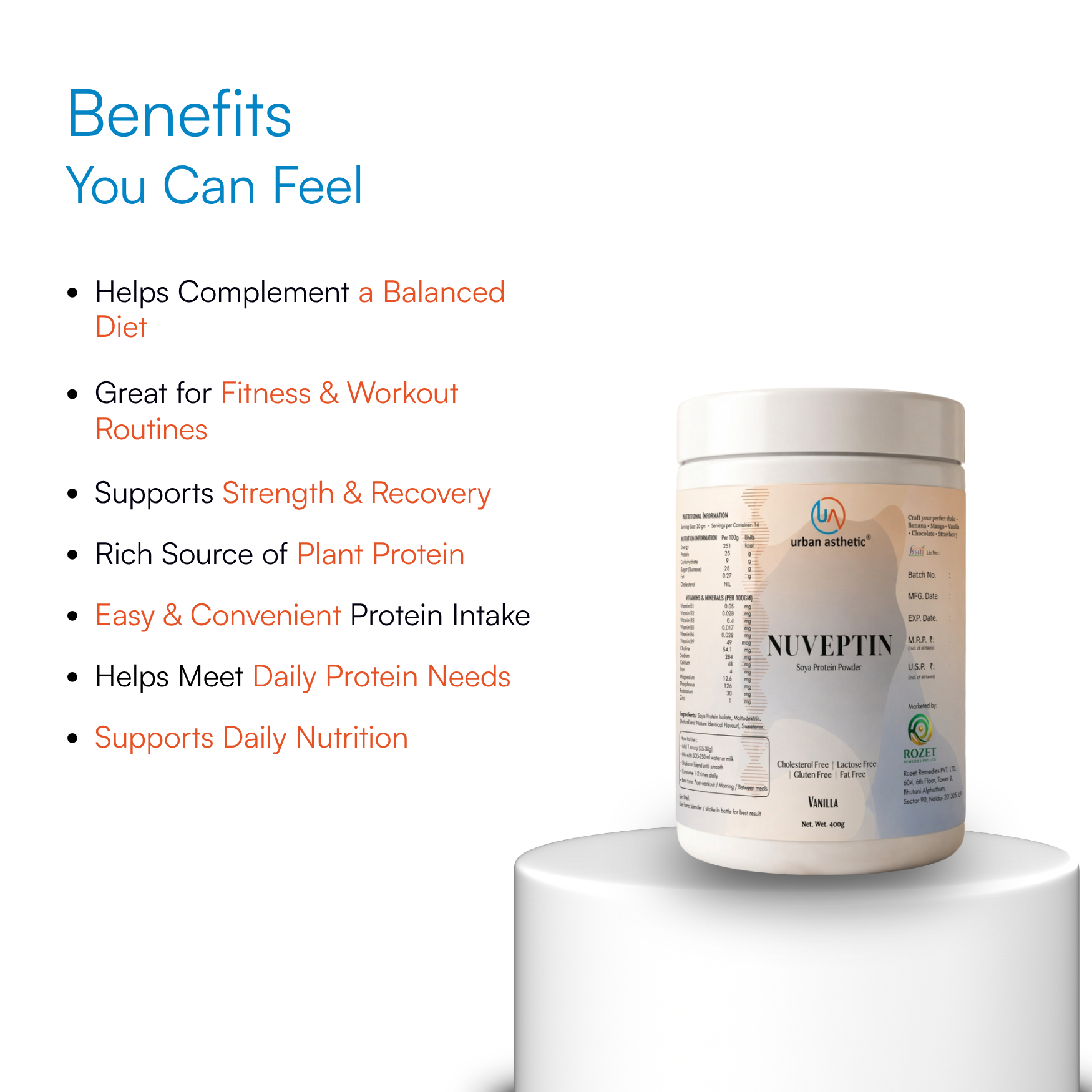 Nuveptin Soya Protein Powder – Vanilla