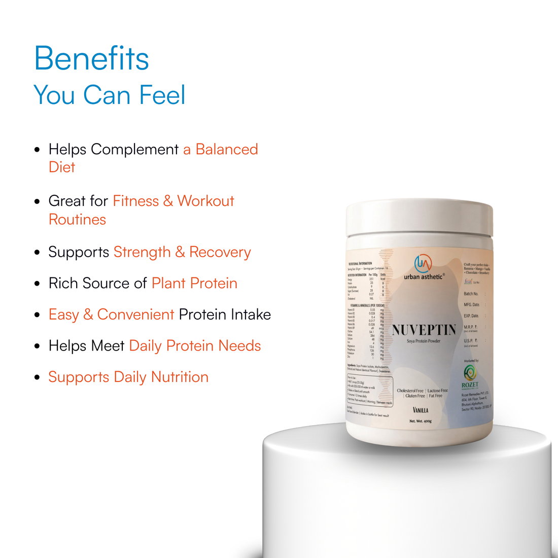 Nuveptin Soya Protein Powder – Vanilla